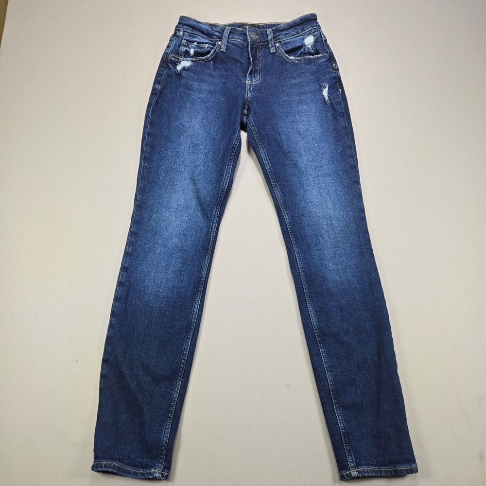 Silver Jeans Co Boyfriend Distressed Dark Wash Denim Pants Womens W25 L29